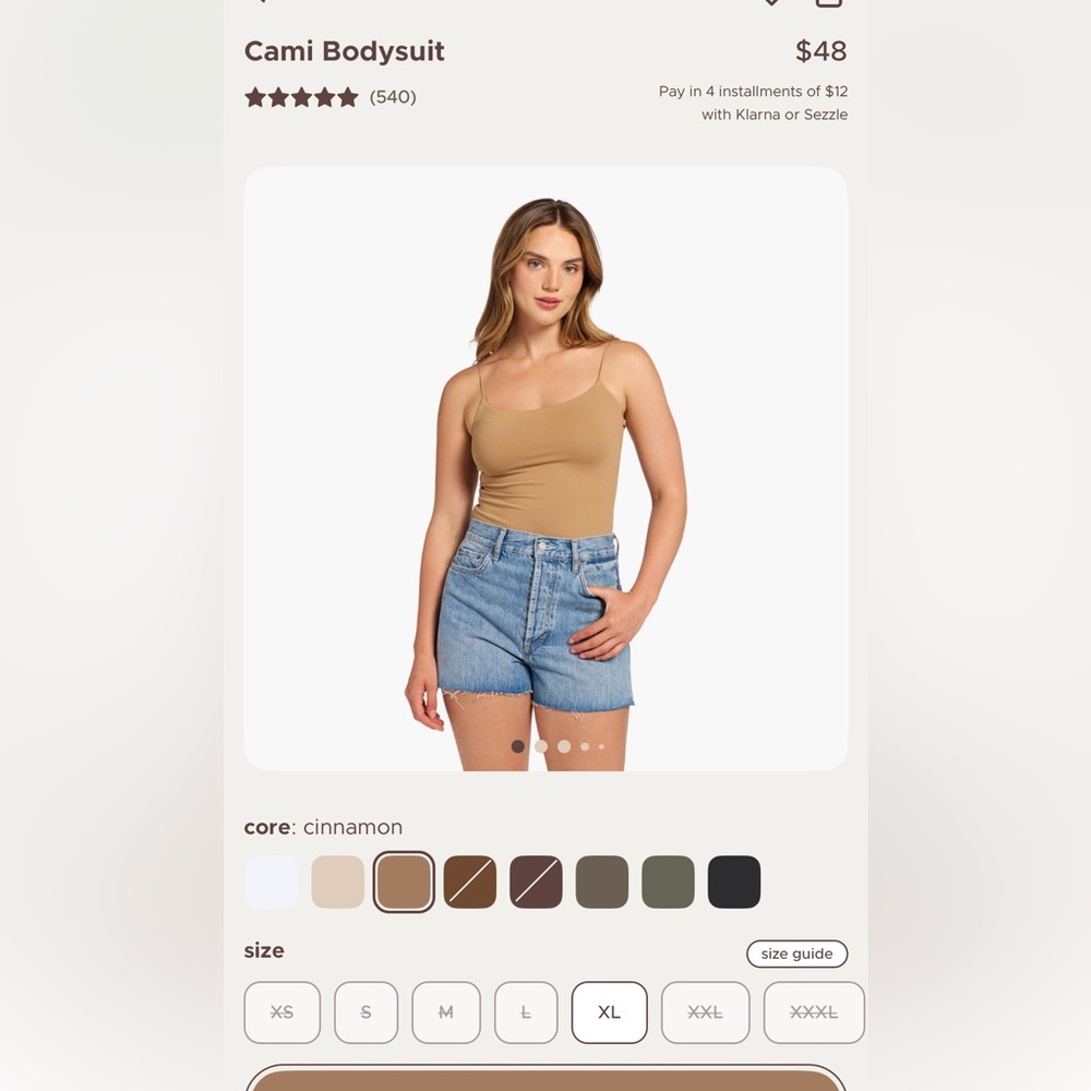Nuuds Cami Bodysuit in Cinnamon